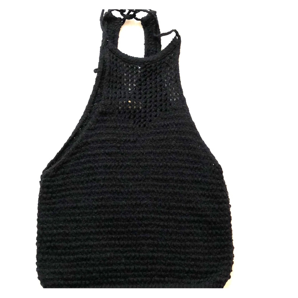Hollister black knitted halter crop top